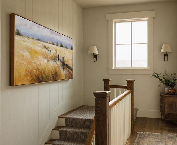 Canvas wall art in interior setting.