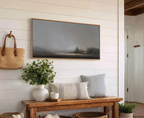 Canvas wall art in interior setting.