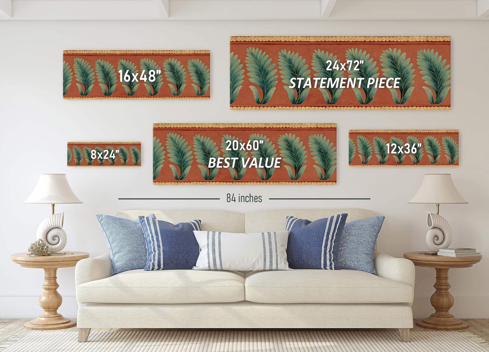 Canvas wall art in interior setting.