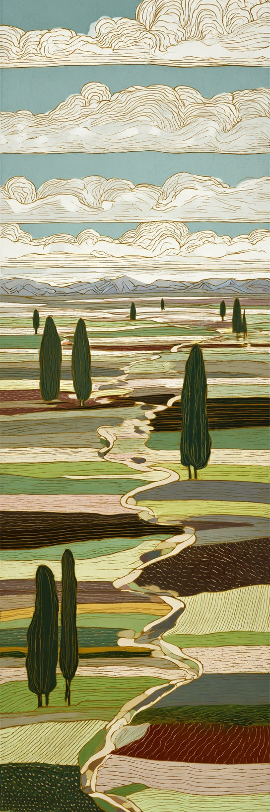 Tuscan Valley Stylized Canvas Print