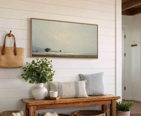 Canvas wall art in interior setting.