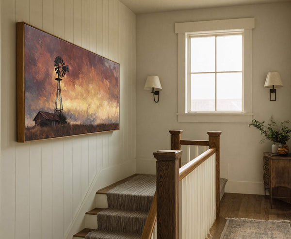 Canvas wall art in interior setting.