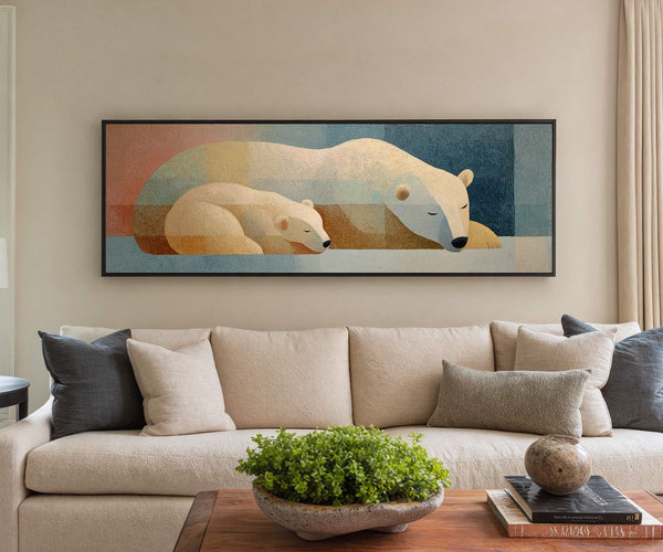 Canvas wall art in interior setting.