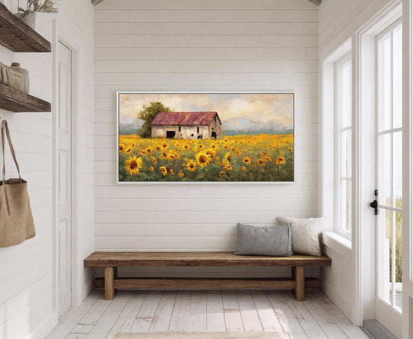 Canvas wall art in interior setting.