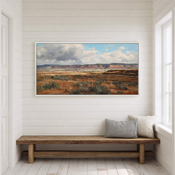 Canvas wall art in interior setting.