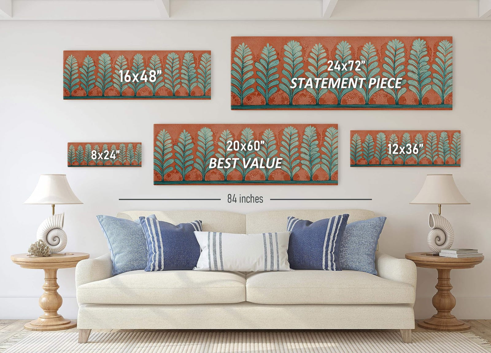 Canvas wall art in interior setting.