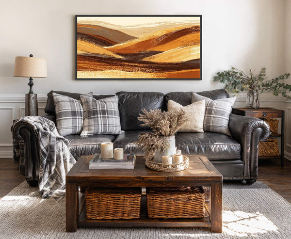 Canvas wall art in interior setting.