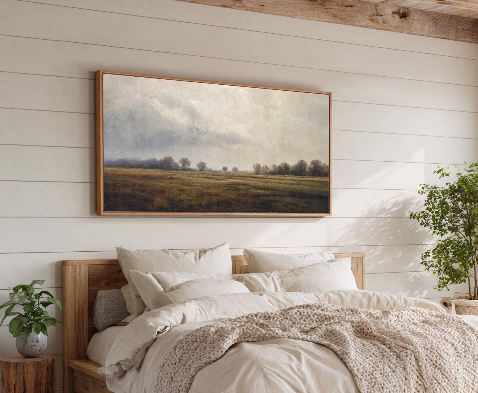 Misty Field Landscape Canvas Print