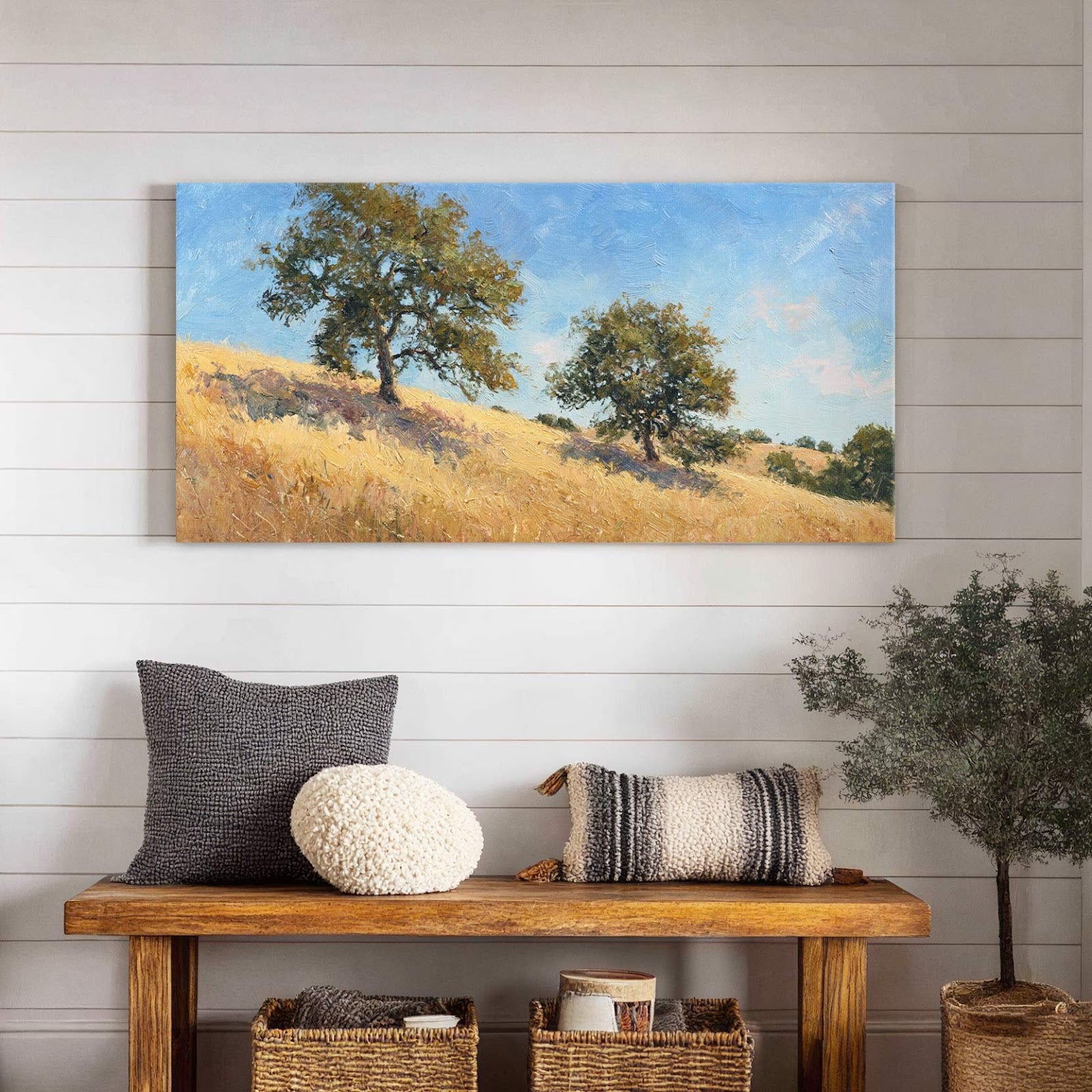 Canvas wall art in interior setting.