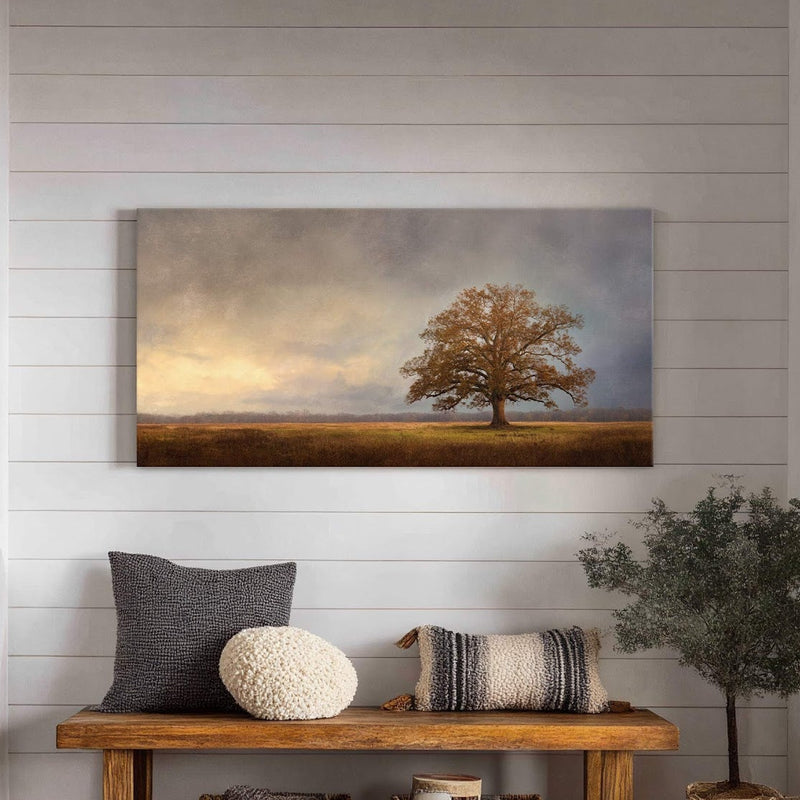 Golden Oak Field Canvas Print