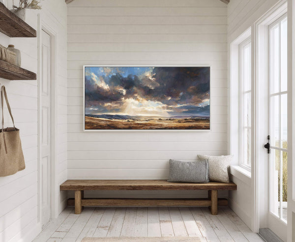 Canvas wall art in interior setting.