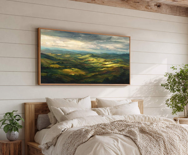 Canvas wall art in interior setting.