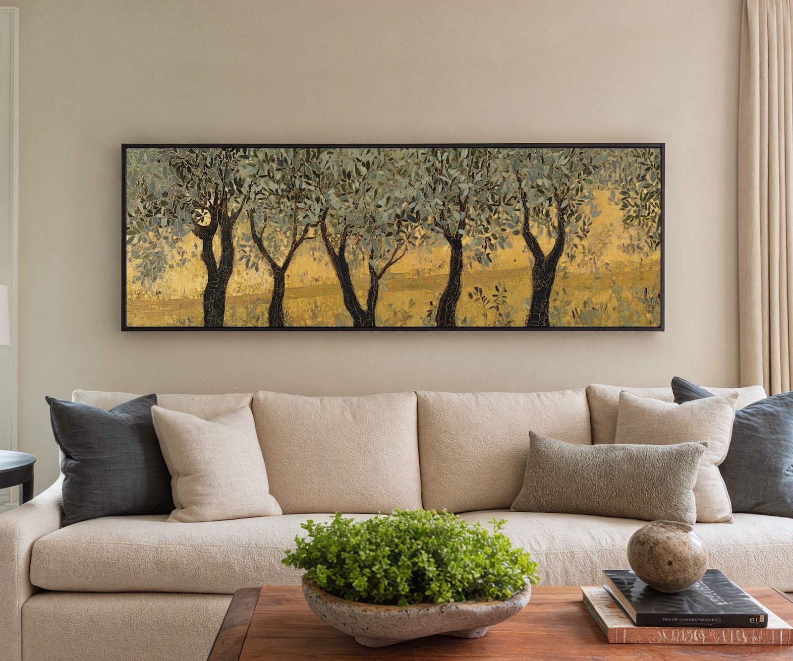 Canvas wall art in interior setting.