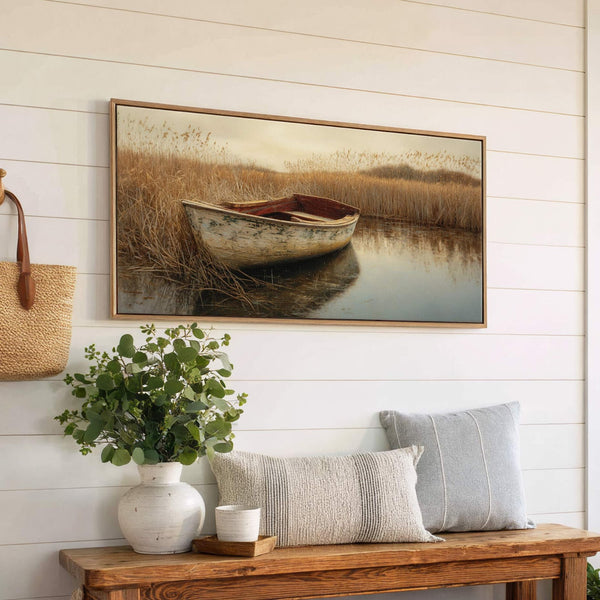 Canvas wall art in interior setting.