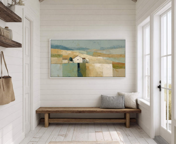 Canvas wall art in interior setting.