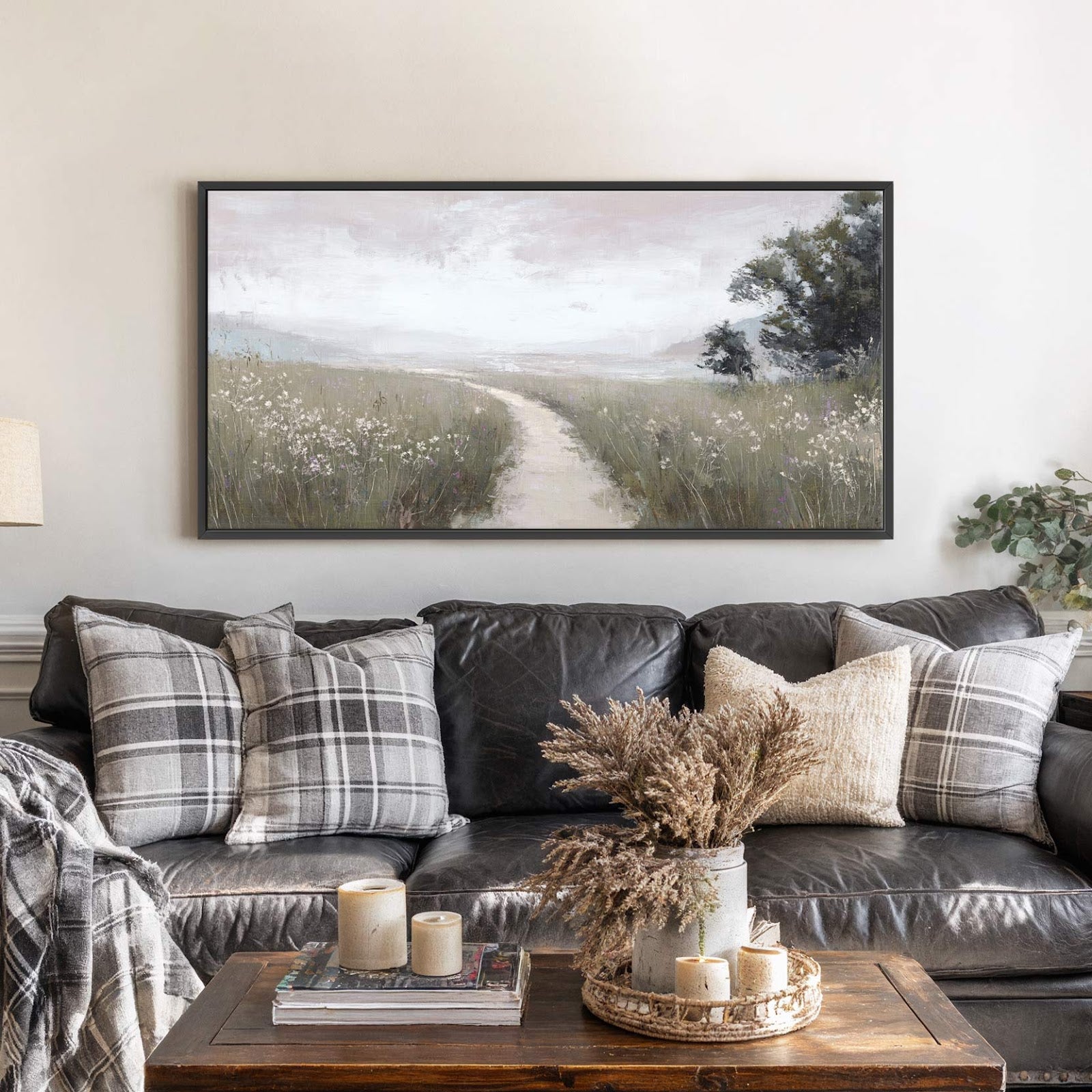 Canvas wall art in interior setting.
