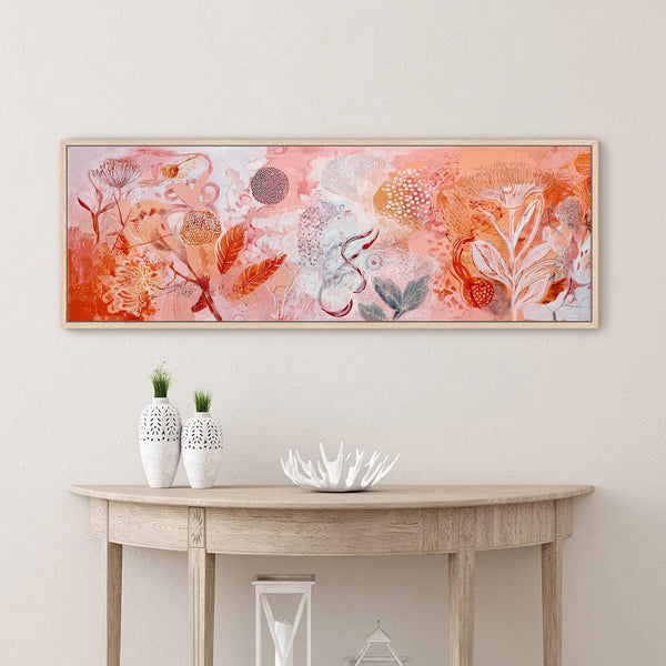 Canvas wall art in interior setting.
