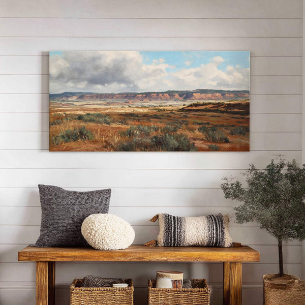 Canvas wall art in interior setting.