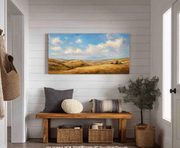 Canvas wall art in interior setting.