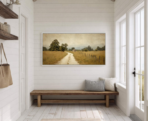 Canvas wall art in interior setting.