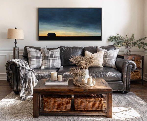 Canvas wall art in interior setting.