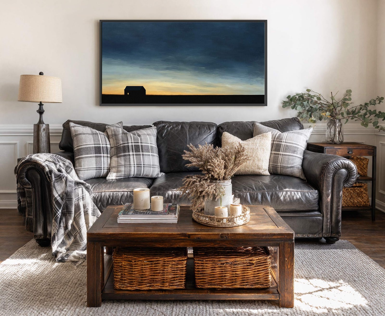 Canvas wall art in interior setting.