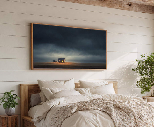 Canvas wall art in interior setting.