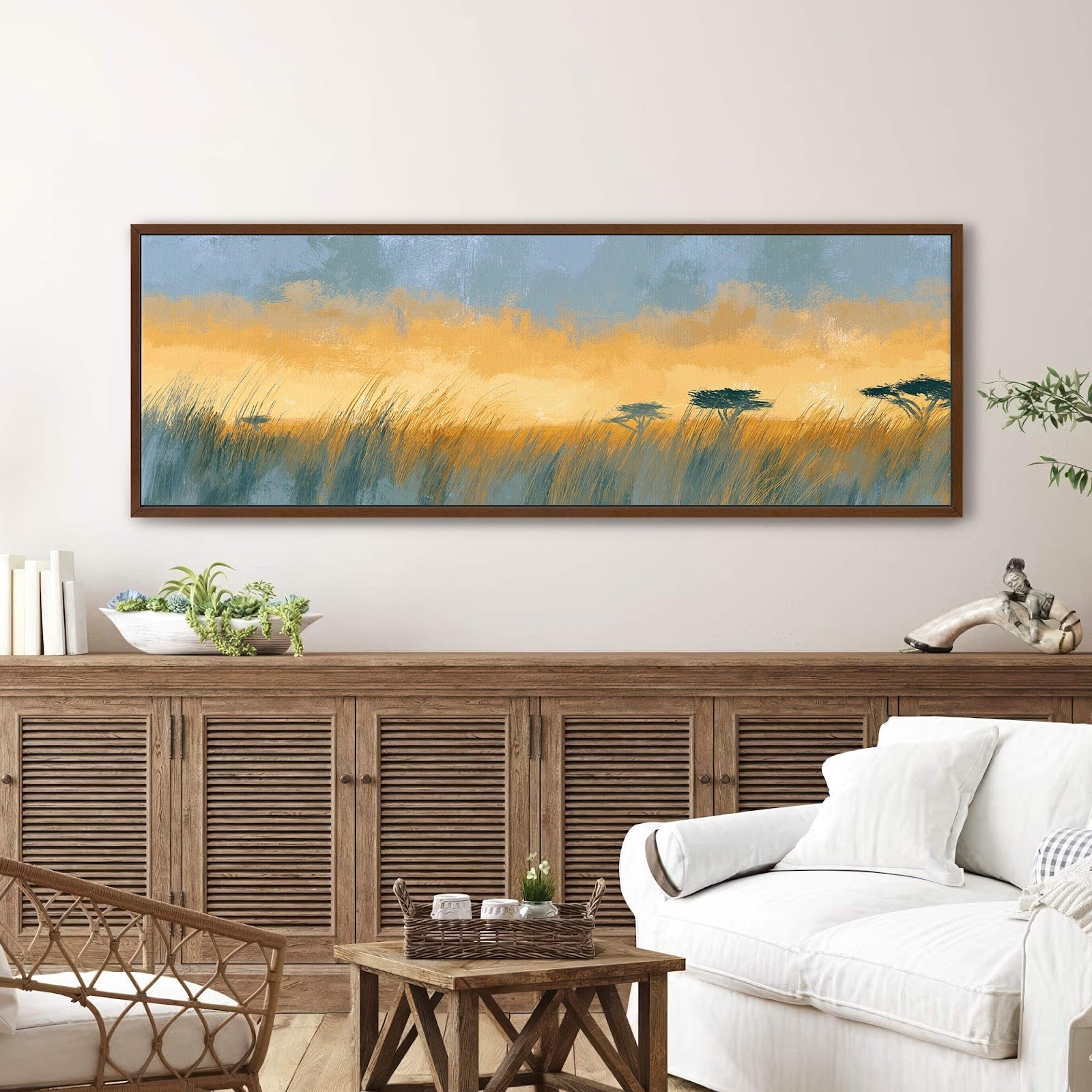 Canvas wall art in interior setting.