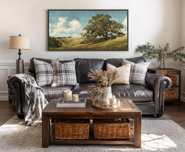 Canvas wall art in interior setting.