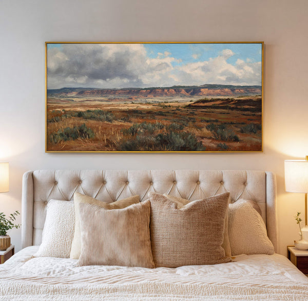 Canvas wall art in interior setting.