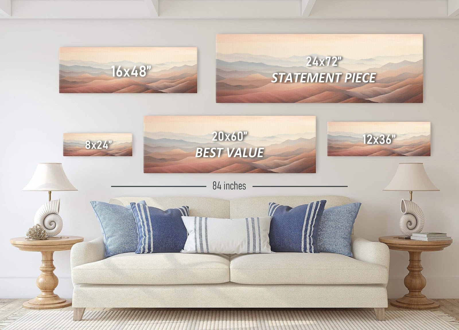 Canvas wall art in interior setting.