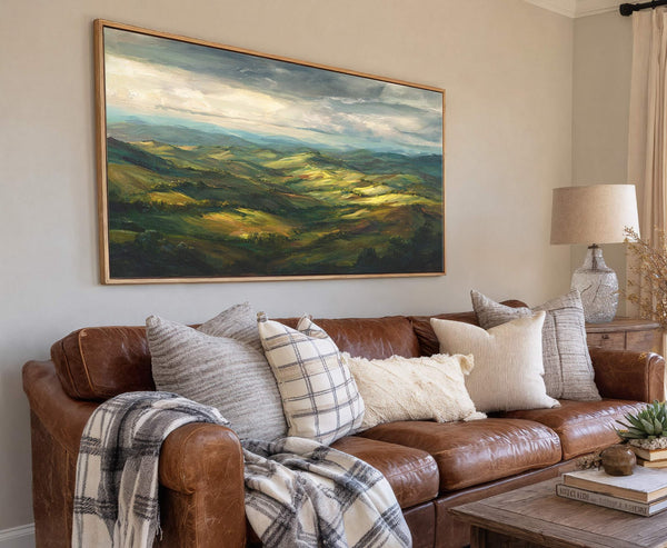 Canvas wall art in interior setting.