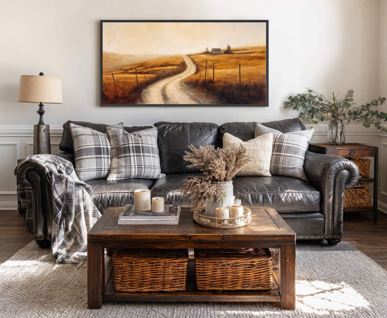 Canvas wall art in interior setting.