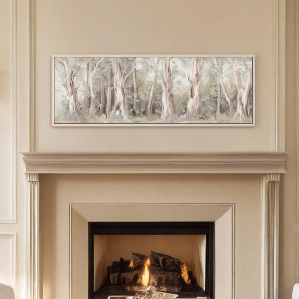 Canvas wall art in interior setting.