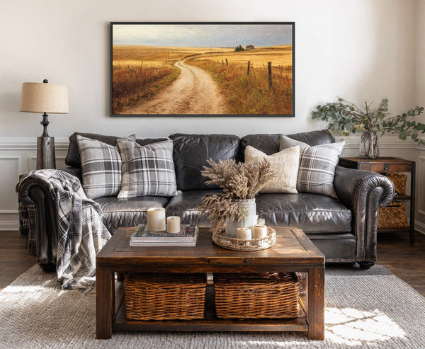 Canvas wall art in interior setting.