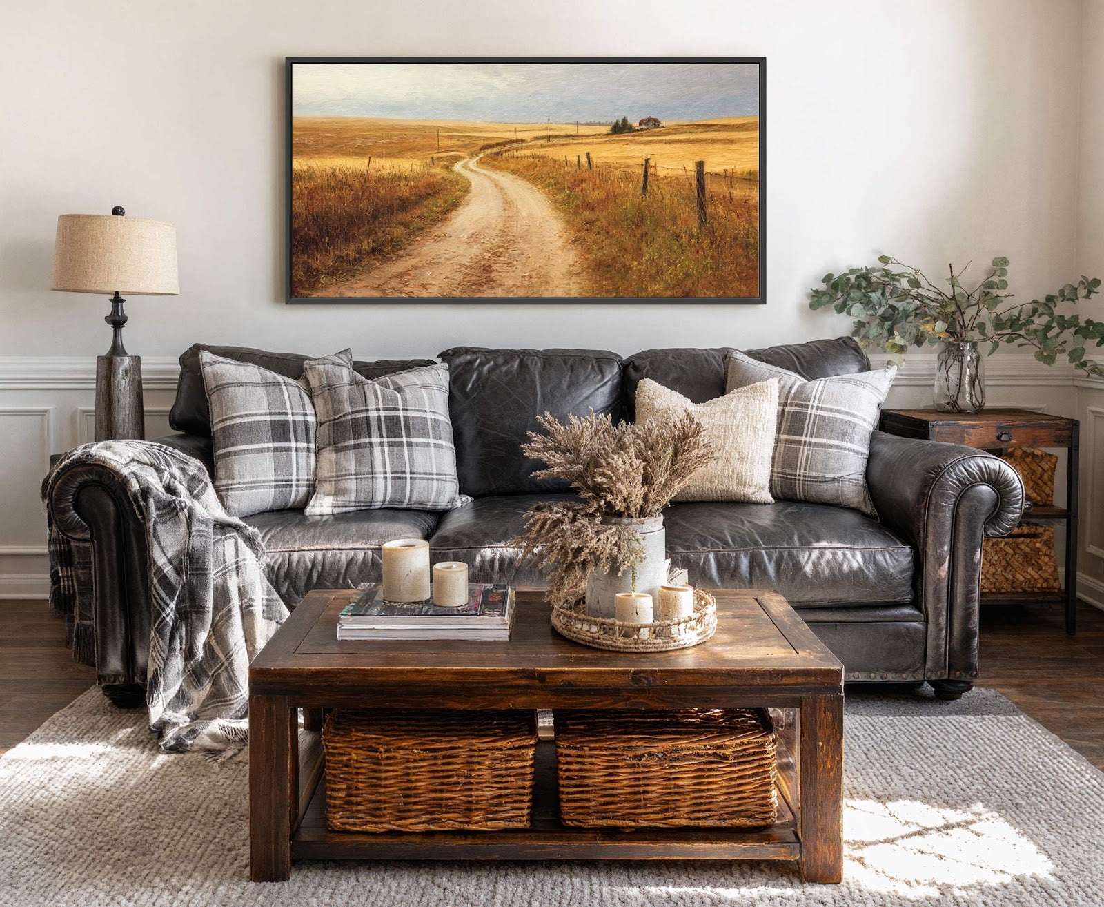 Canvas wall art in interior setting.