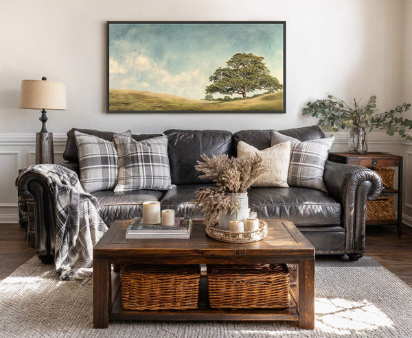 Canvas wall art in interior setting.