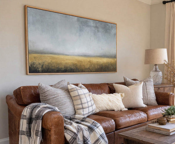 Canvas wall art in interior setting.