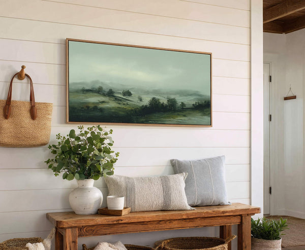 Canvas wall art in interior setting.