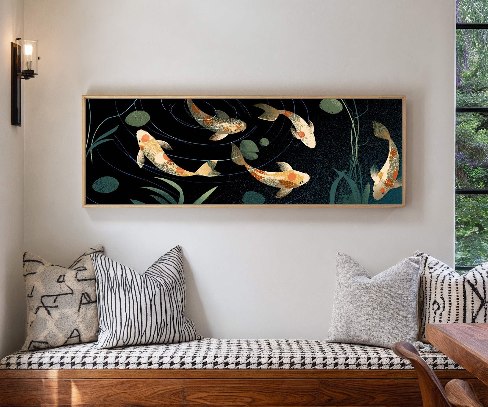 Canvas wall art in interior setting.