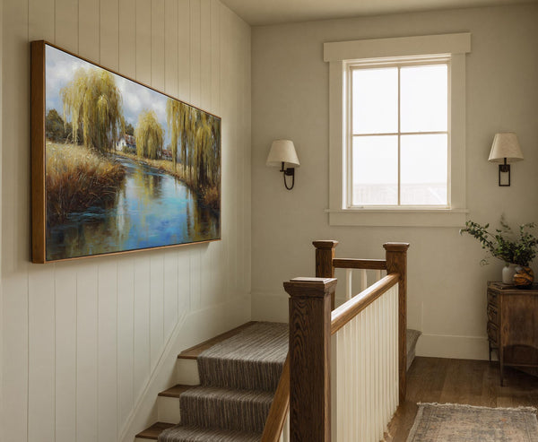 Canvas wall art in interior setting.