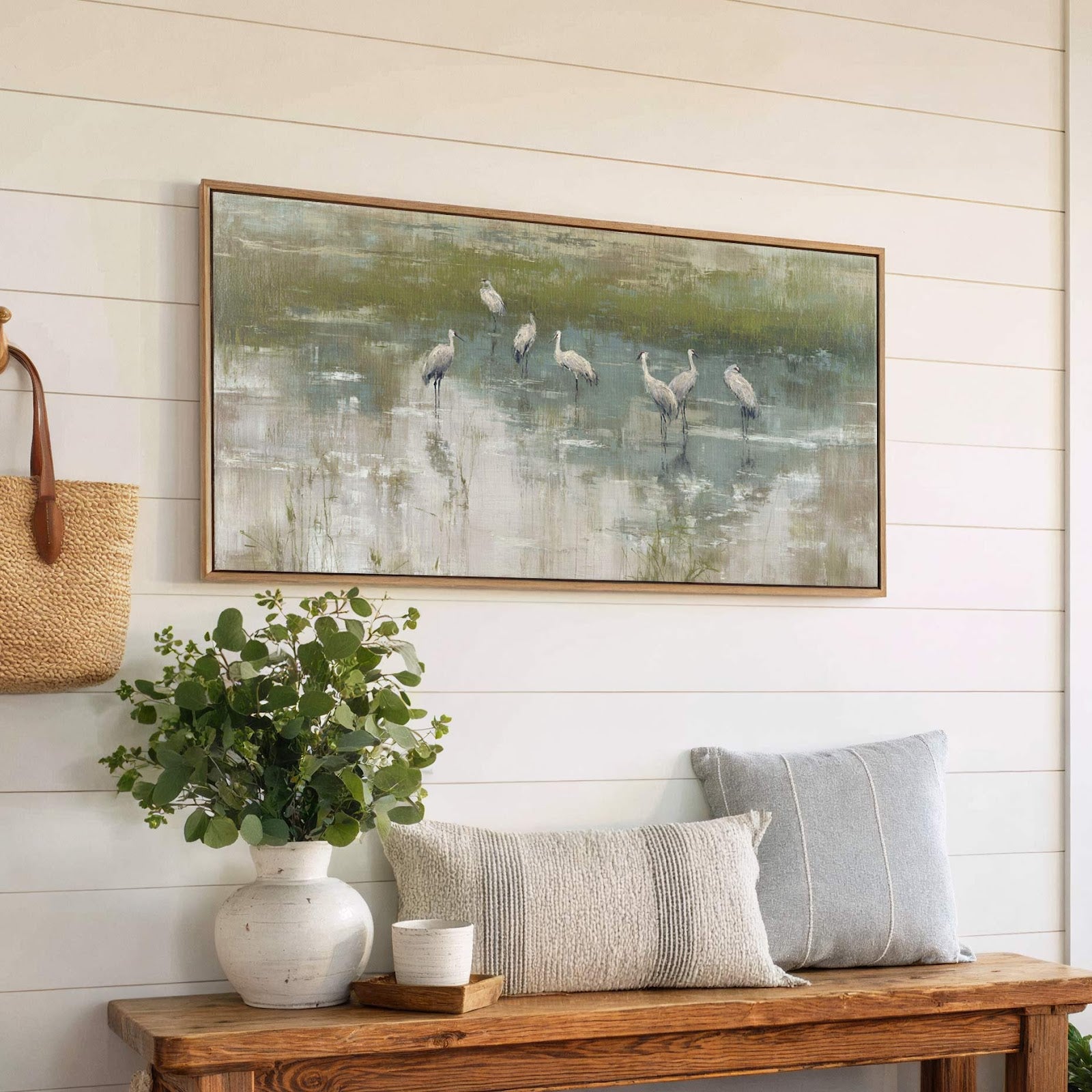 Canvas wall art in interior setting.