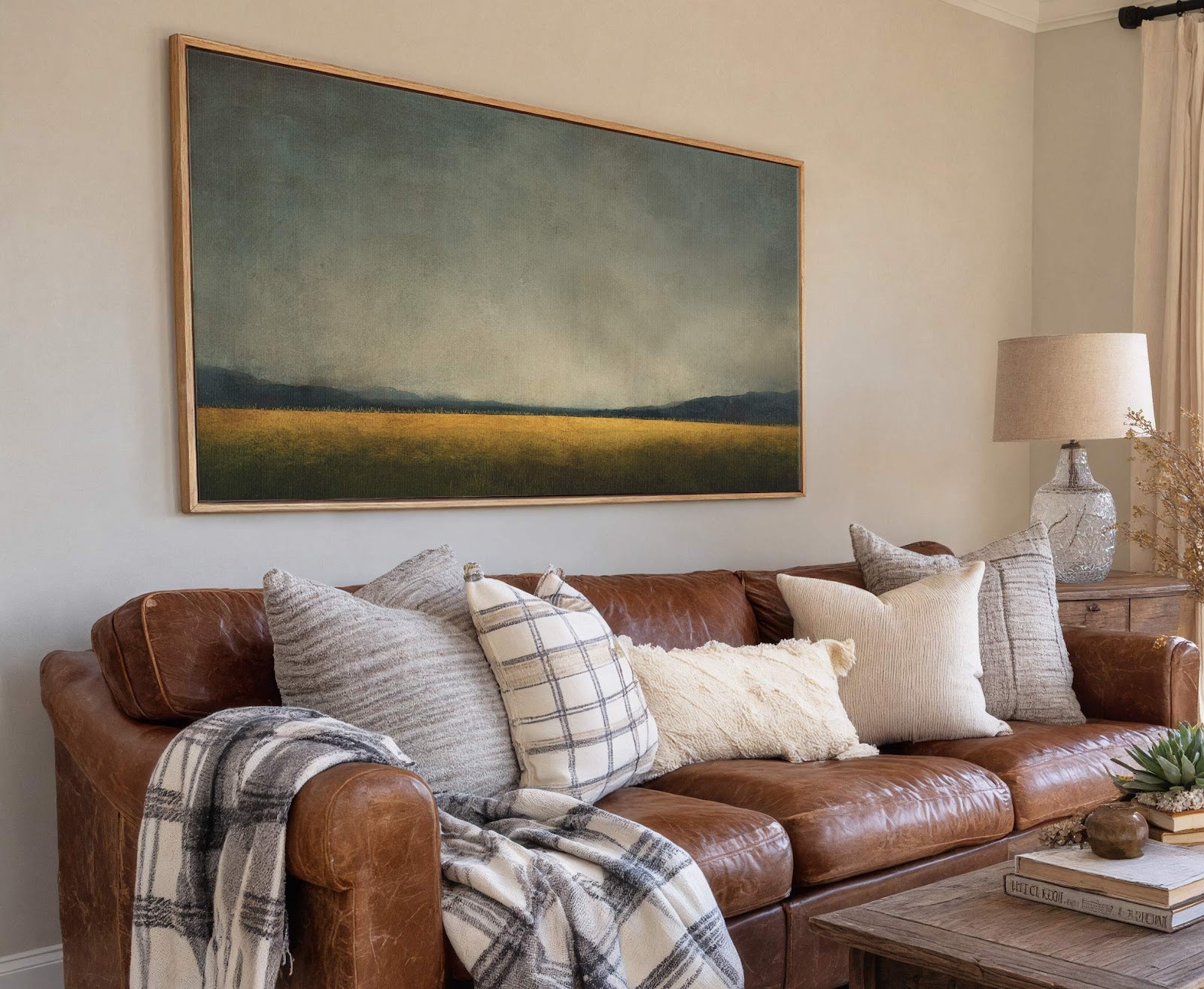 Canvas wall art in interior setting.