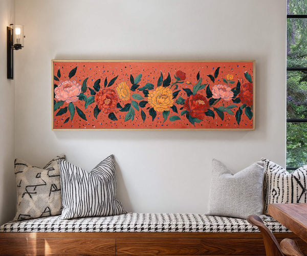 Canvas wall art in interior setting.