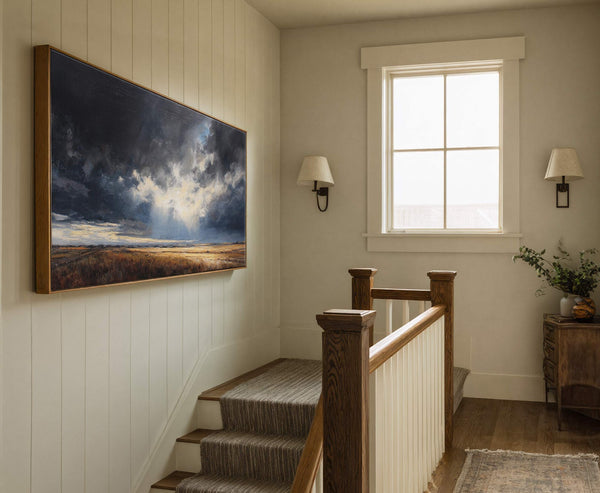 Canvas wall art in interior setting.