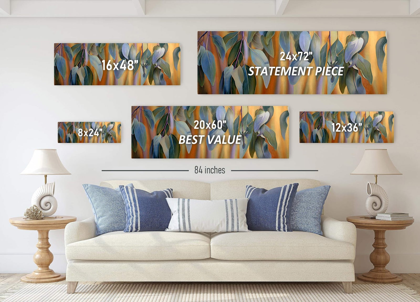 Canvas wall art in interior setting.