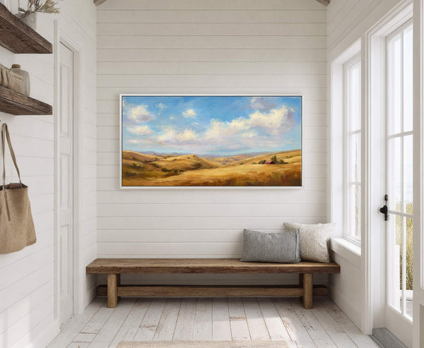 Canvas wall art in interior setting.