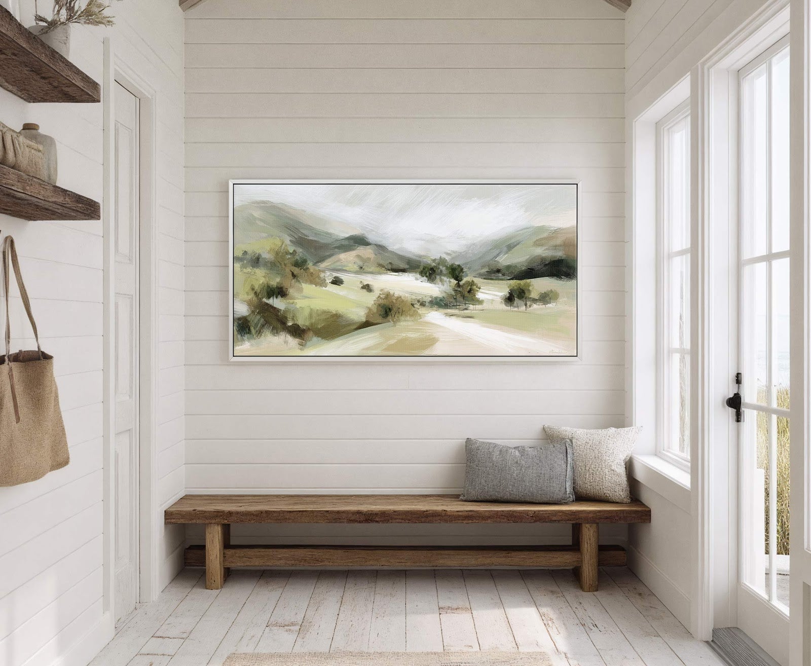 Canvas wall art in interior setting.
