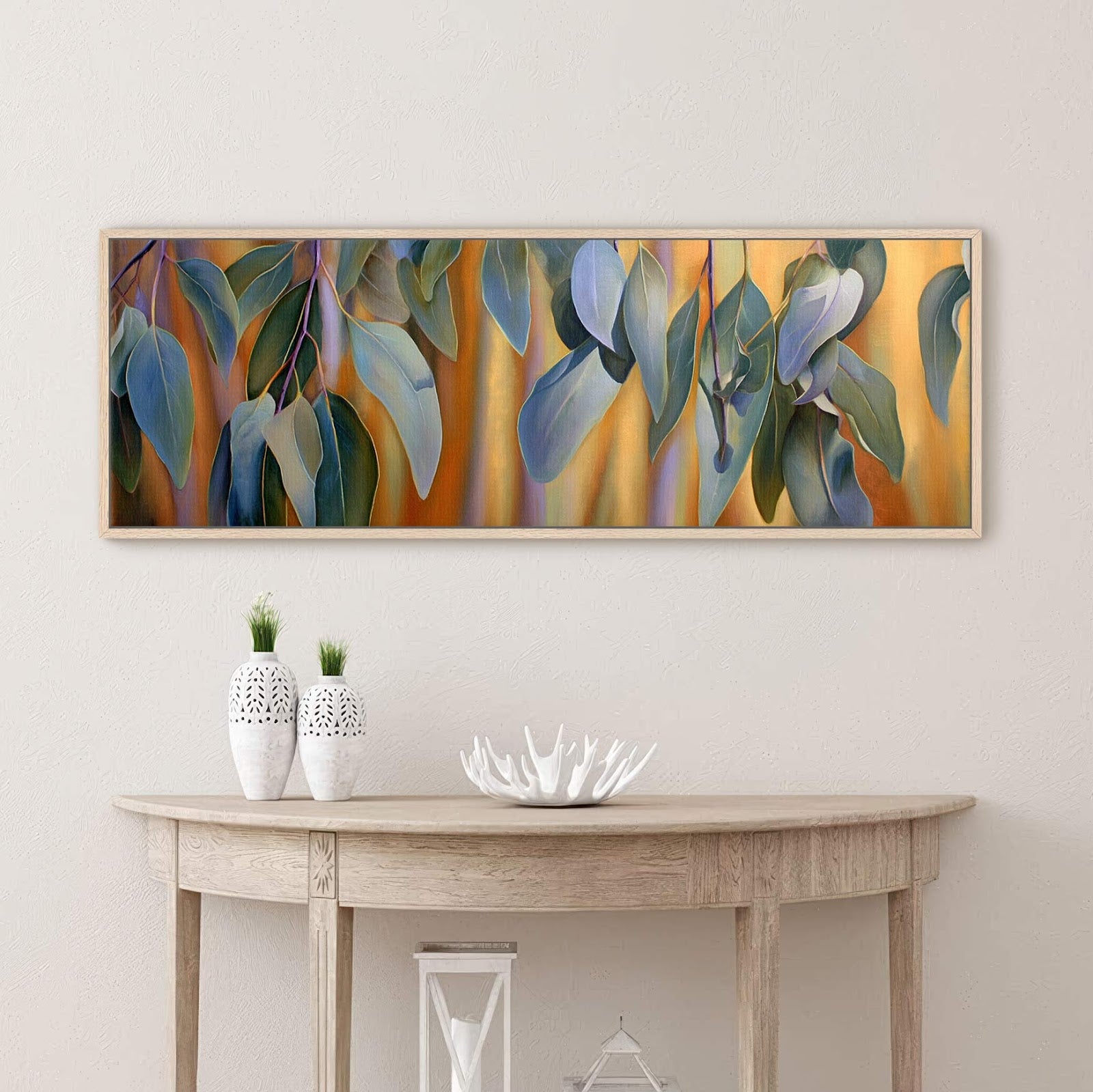 Canvas wall art in interior setting.