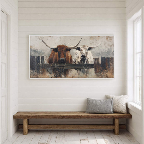 Canvas wall art in interior setting.
